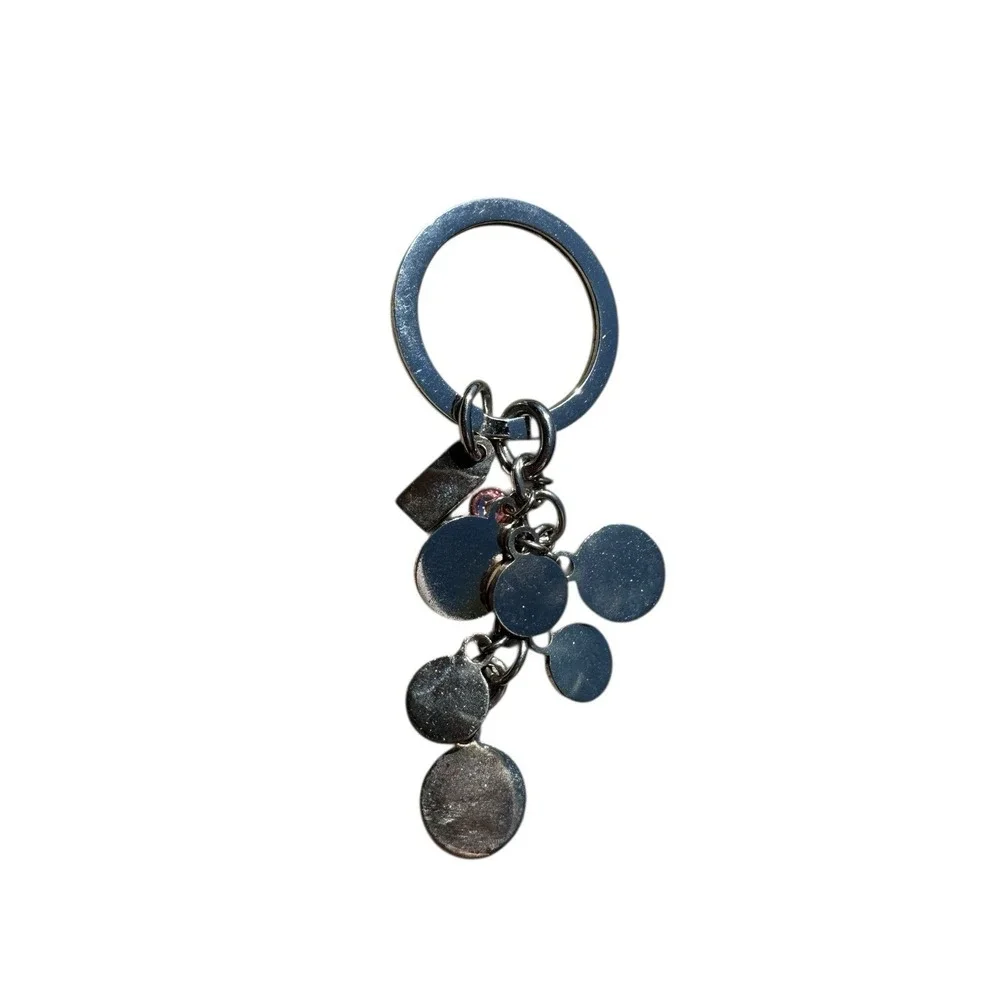 Y2k COACH Signature Baby Pink‎ Diamond CZ Gemstone Charm Fob Keychain Vintage